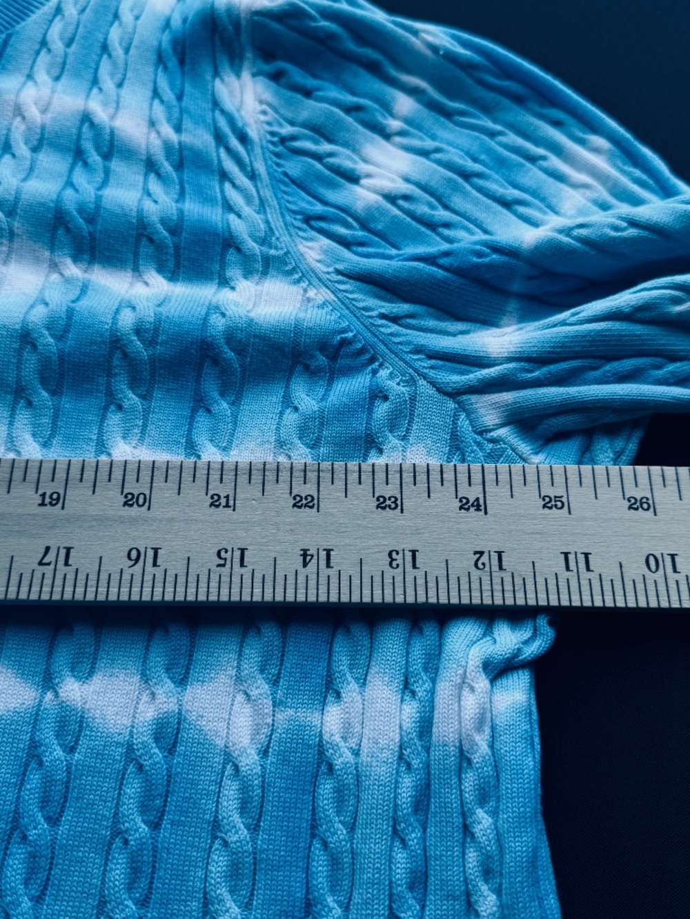 Talbots Blue and White Tie-Dye Cable Knit Sweater 3X - Picture 4 of 5